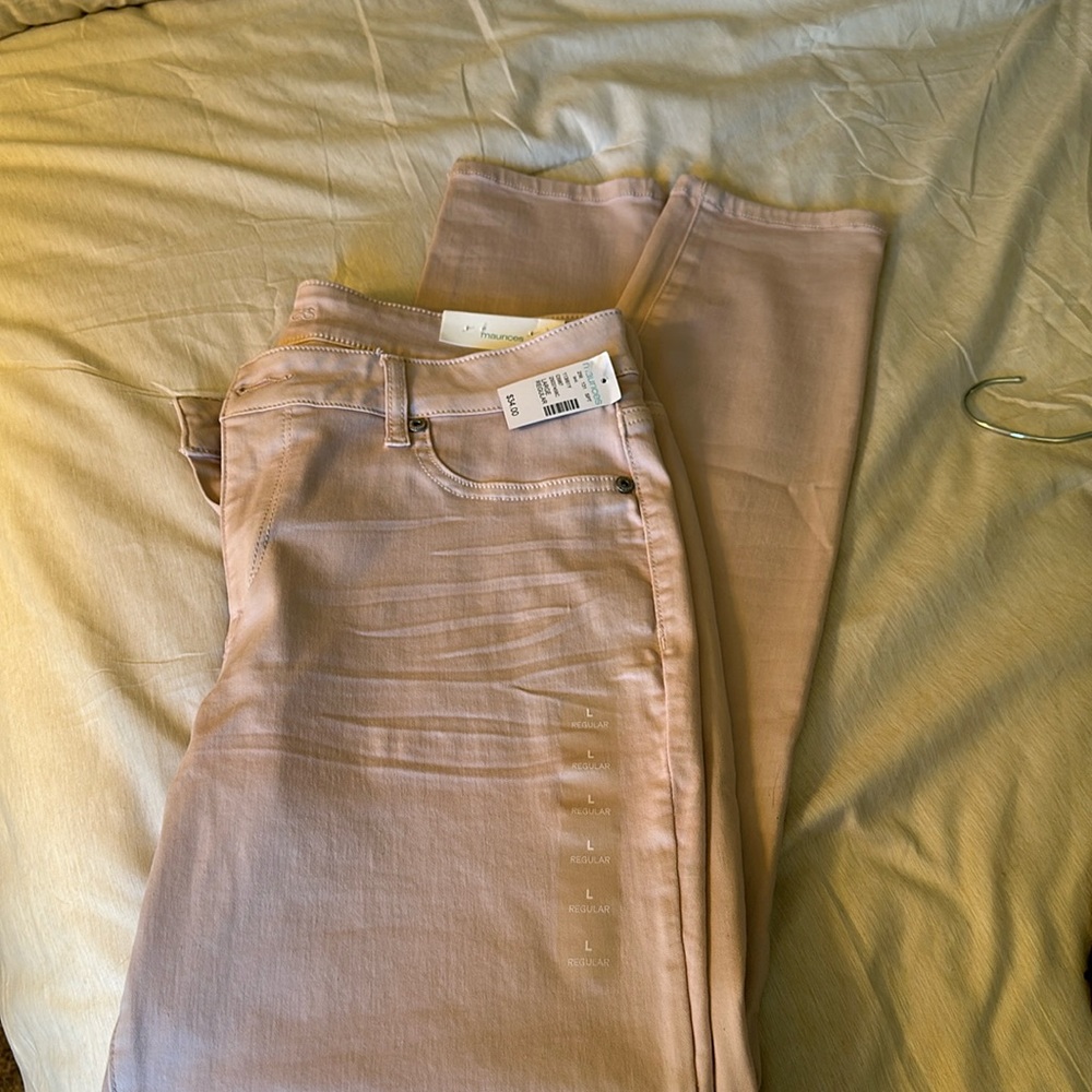 Women’s dusty, pink, straight leg, mid rise jeggings